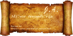 Jávor Annamária névjegykártya